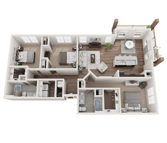 Floor Plan  C1 Floorplan at Midtown Row Apartments, Montgomery, AL, 36106