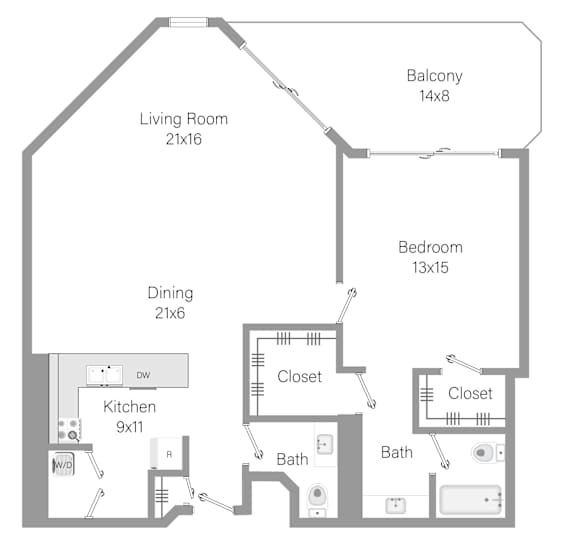 A2 Floor Plan at The Hamilton, Miami, Florida