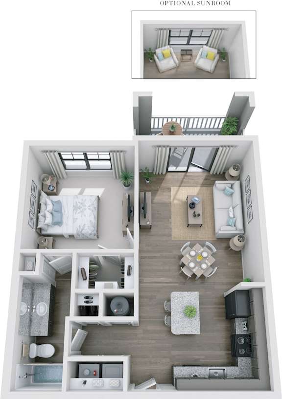 1 bed 1 bath C 1 bed 1 bath C at Skyland Exchange Apartments, Asheville, NC