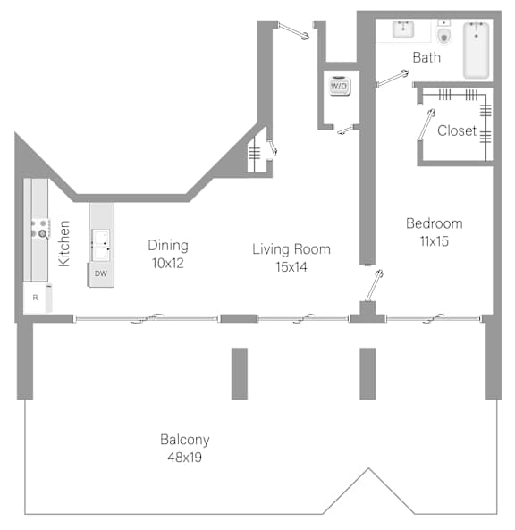 A1 Floor Plan at The Hamilton, Miami