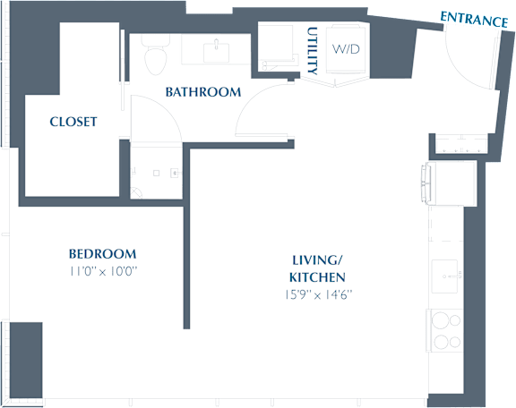 Floor Plan  A3 Floor Plan at Eastline Residences Apartments, Dallas, TX, 75206