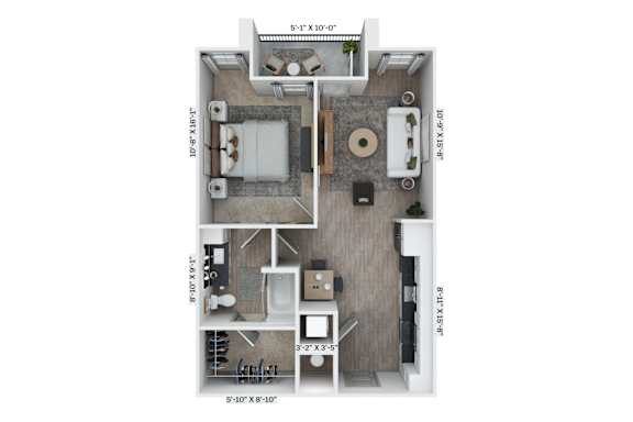 A6 Floor Plan at District 757 Apartments, Norfolk, 23502