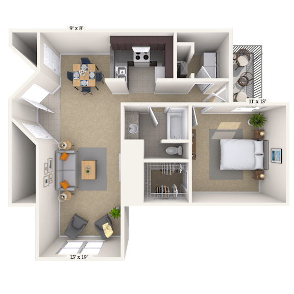 1 bed 1 bath at Crosswinds Apartments, Pearl, MS, 39208