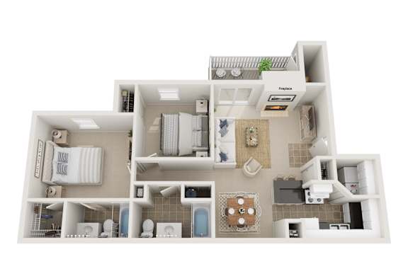 2Bed2Bath_A at Arbors at Natchez Trace Apartments, Ridgeland, 39157