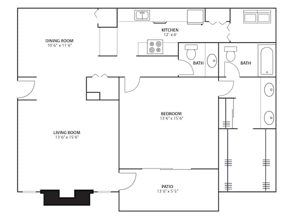 1BR 1.5BA (1070 SF) at Riverchase Landing, Hoover, 35244