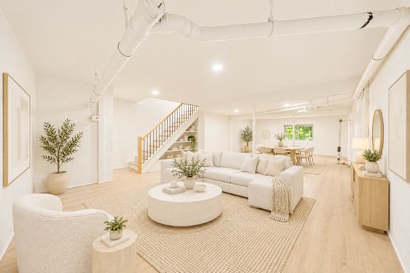 Extra Basement Space with a staircase in the background.