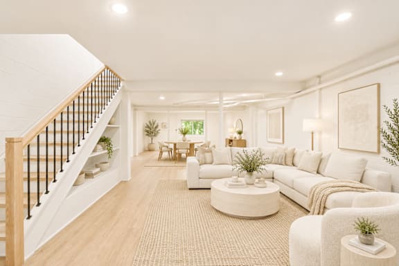 Basement area with a staircase on the left side.
