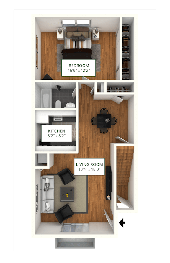 BE FL 2Bed 1Bath Floor Plan at Atlantic Pointe Apartments, Atlantic Highlands, NJ, 07716