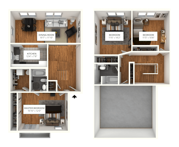 CC 3Bed 2Bath Floor Plan at Atlantic Pointe Apartments, Atlantic Highlands, 07716