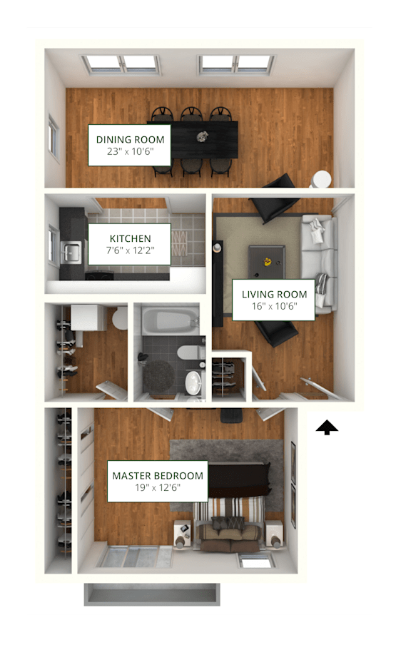CD 1Bed 1Bath Floor Plan at Atlantic Pointe Apartments, Atlantic Highlands, NJ