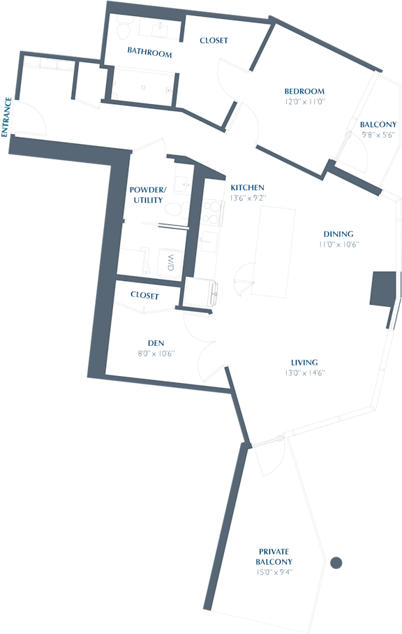 Floor Plan  B1 Floor Plan at Eastline Residences Apartments, Dallas, TX, 75206