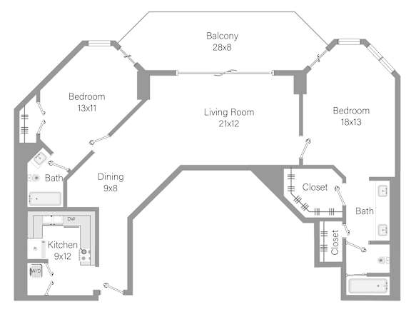 B1 Floor Plan at The Hamilton, Miami, Florida