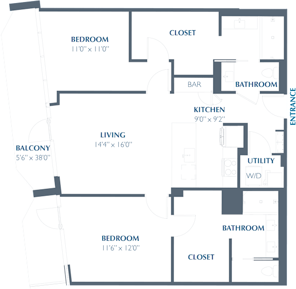 B2 Floor Plan at Eastline Residences Apartments, Dallas, TX