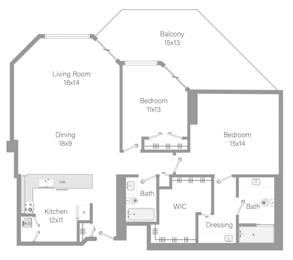 B2 Floor Plan at The Hamilton, Miami