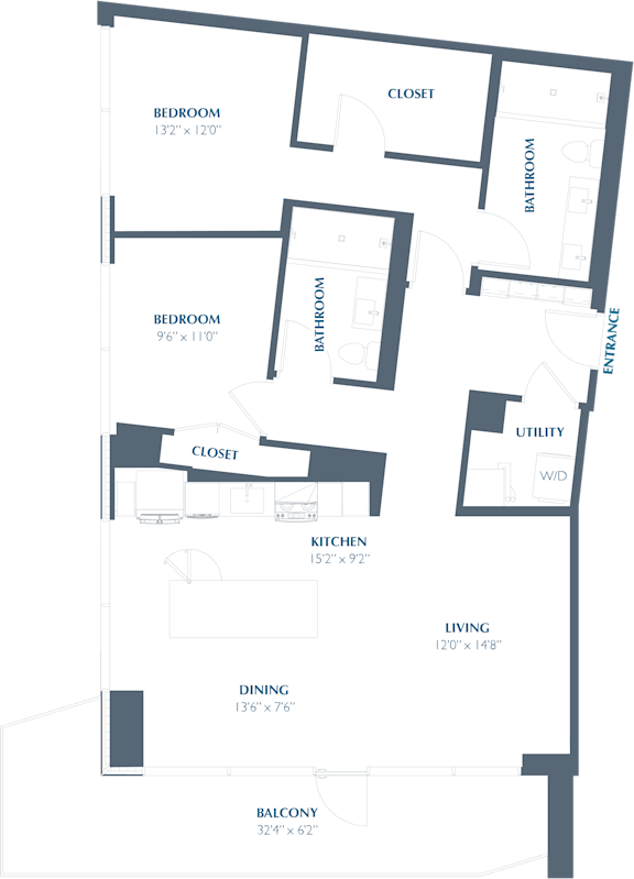 B4 Floor Plan at Eastline Residences Apartments, Dallas, Texas