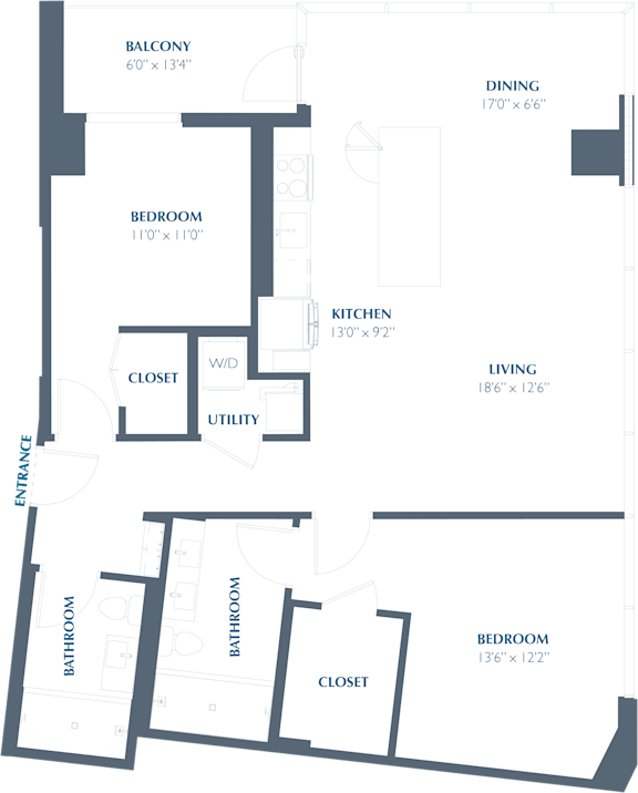 B7 Floor Plan at Eastline Residences Apartments, Texas, 75206