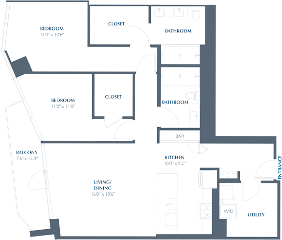 B9 Floor Plan at Eastline Residences Apartments, Dallas, TX, 75206