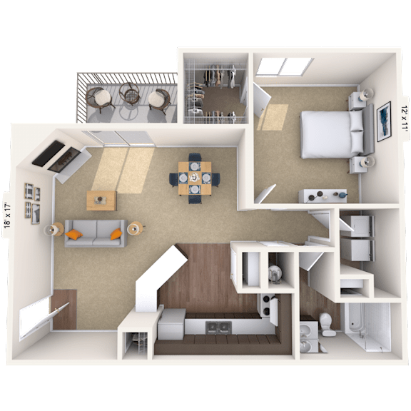 1BR 1BA (700 SF) 1BR 1BA (700 SF) at Pear Orchard, Ridgeland, MS