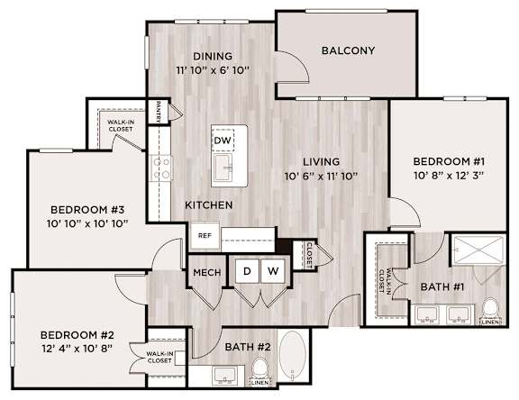 3BR 2BA_C1 - 1266 SF at Fifty02 Westover Hills, San Antonio, Texas