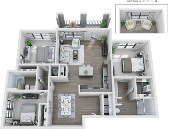 3 bed 2 bath A 3 bed 2 bath A at Skyland Exchange Apartments, Asheville, NC, 28803