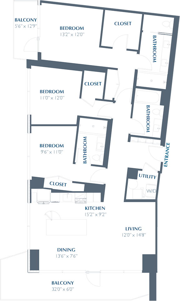 C3 Floor Plan at Eastline Residences Apartments, Dallas, Texas