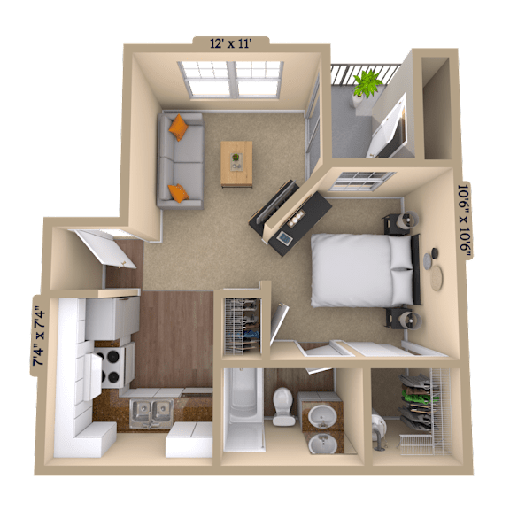 Studio (520 SF) at Reflection Pointe, Flowood, 39232