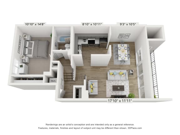 A2D Floor Plan at Copper and Quarry Village, Pikesville, Maryland