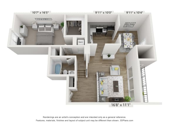 A6 Floor Plan at Copper and Quarry Village, Pikesville, MD, 21209