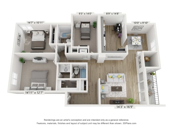 C2 Floor Plan at Copper and Quarry Village, Pikesville, MD