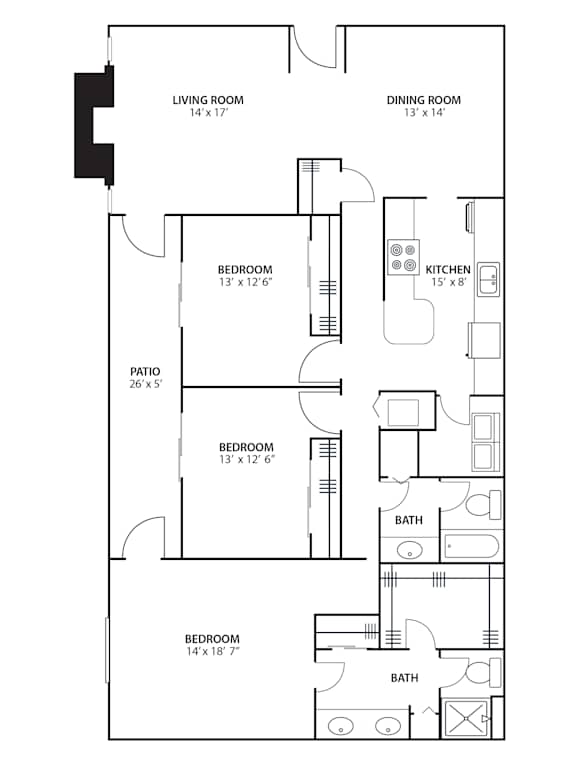 3BR 2BA (1780 SF) at Riverchase Landing, Hoover, Alabama