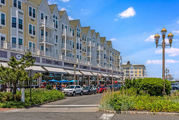 A Street View of Cars Parked at Pier Village Apartments, Long Branch, NJ