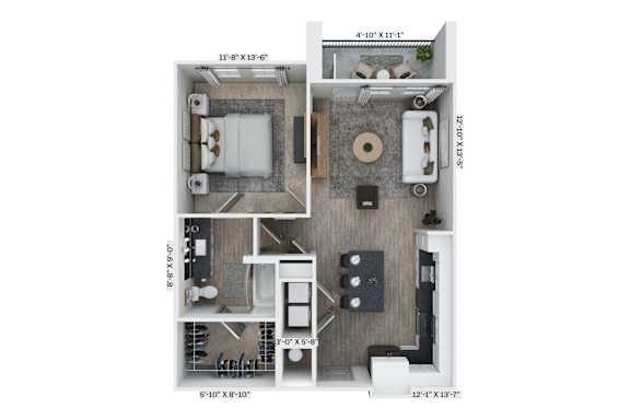 A1 Floor Plan at District 757 Apartments, Norfolk