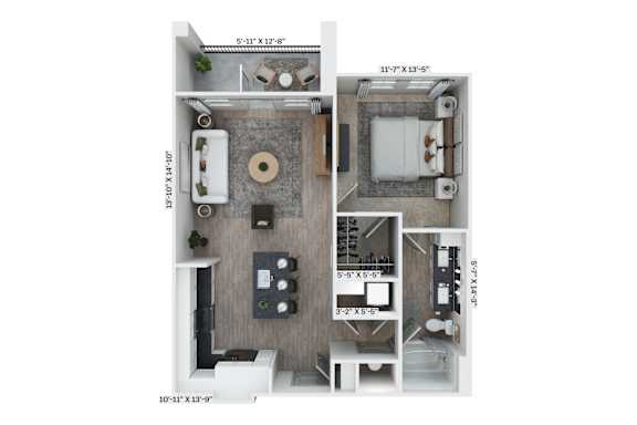 A3 Floor Plan at District 757 Apartments, Norfolk, Virginia