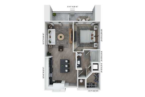 A5 Floor Plan at District 757 Apartments, Norfolk, VA