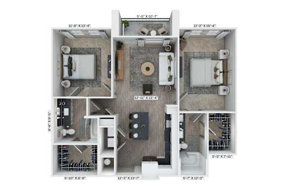 B1 Floor Plan at District 757 Apartments, Norfolk
