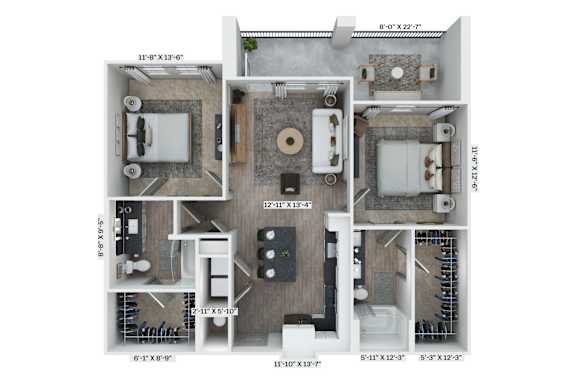 B11 Floor Plan at District 757 Apartments, Norfolk, Virginia