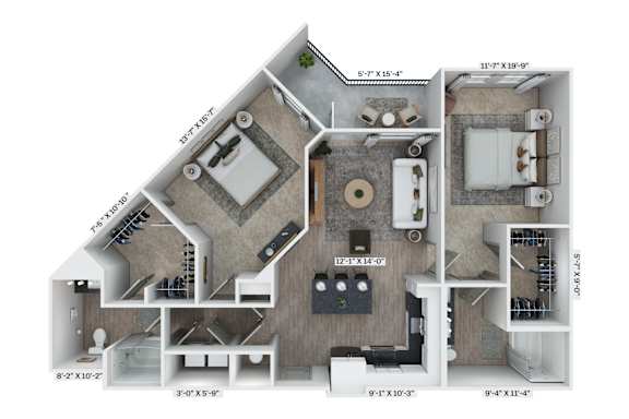 B3 Floor Plan at District 757 Apartments, Norfolk, VA, 23502