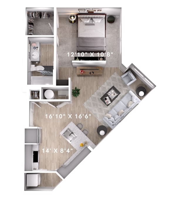 Studio 1 bath at Lumen Apartments, Hampton