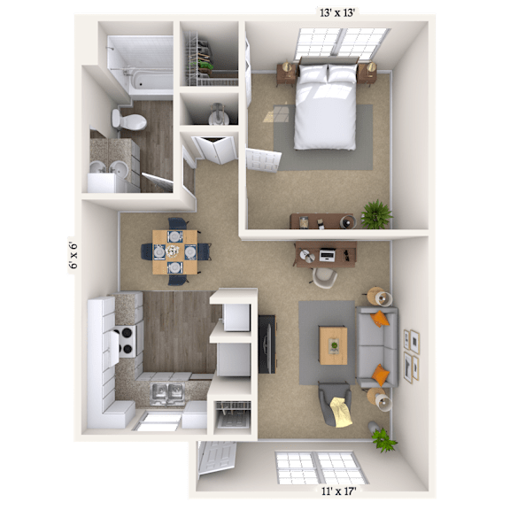 1Bed 1Bath at Lakeshore Landing Apartments, Ridgeland, Mississippi