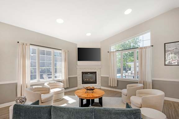 Community Room With TV at The Apartments at Hunters Glen, Frederick, MD, 21702