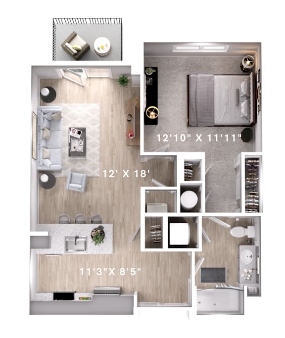 1 bed 1 bath&#xA0;at Lumen Apartments, Hampton, VA