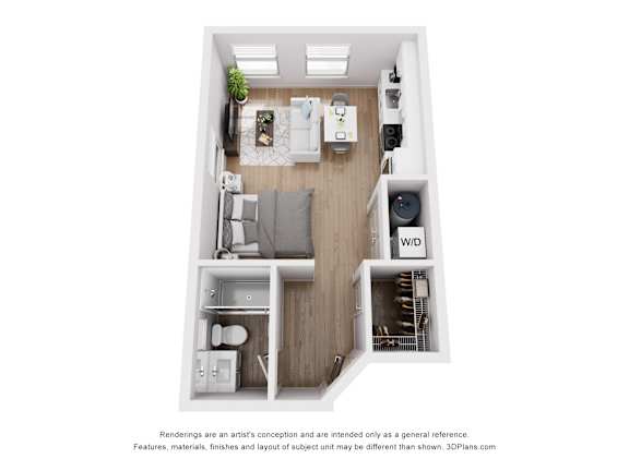 Floor Plan  0 Bed One Bathroom Floorplan at Midtown Row Apartments, Alabama, 36106