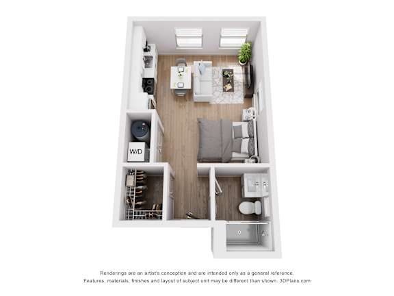 Row Studio Floor Plan 392 Sf at Midtown Row, Montgomery, 36106