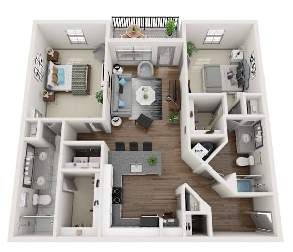Floor Plan  A1_2C Floorplan at Midtown Row Apartments, Montgomery, 36106