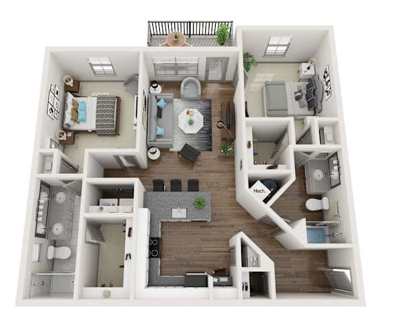 Floor Plan  A1_2D Floorplan at Midtown Row Apartments, Montgomery, Alabama