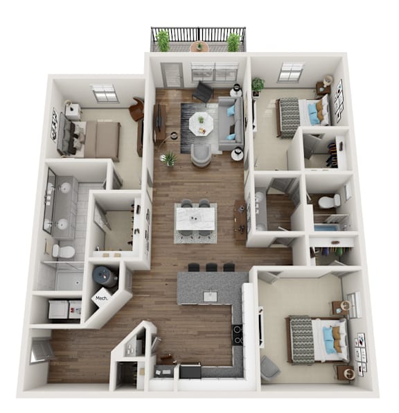 Floor Plan  A1_3 Floorplan at Midtown Row Apartments, Alabama, 36106