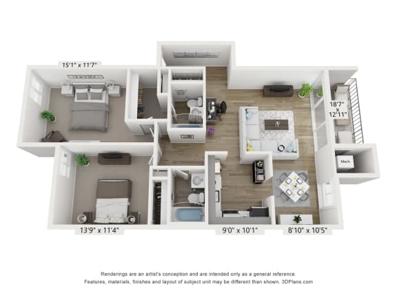 B10 Floor Plan at Copper and Quarry Village, Pikesville, MD, 21209