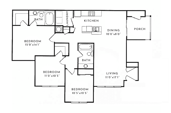 3 BD 2 BA 1420 SF at Spotswood Commons, Virginia