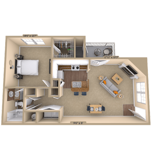 1BR 1BA (790 SF) at Reflection Pointe, Flowood, Mississippi