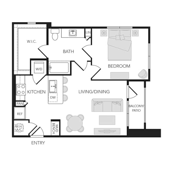 1BR 1BA (765 SF)